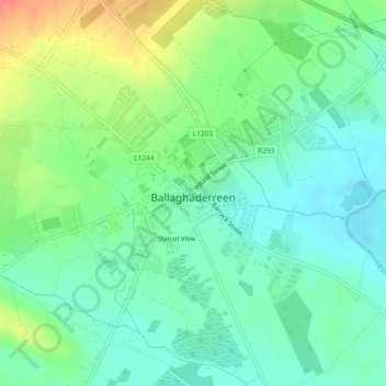 Ballaghaderreen topographic map, elevation, terrain