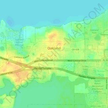 Oakland topographic map, elevation, terrain