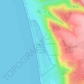 La Mare de Vauville topographic map, elevation, terrain