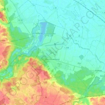Neuhardenberg topographic map, elevation, terrain