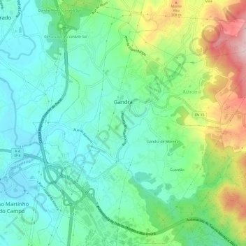 Gandra topographic map, elevation, terrain