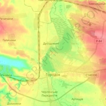 Horodok topographic map, elevation, terrain