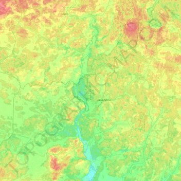 Октябрьский район topographic map, elevation, terrain