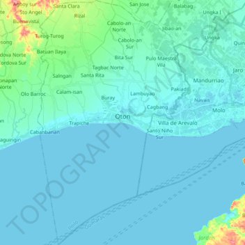 Oton topographic map, elevation, terrain