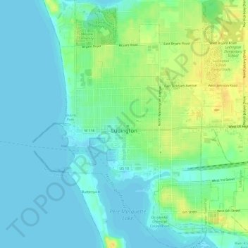 Ludington topographic map, elevation, terrain