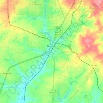 Aberdeen topographic map, elevation, terrain