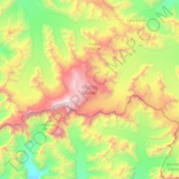 Klutlan Glacier topographic map, elevation, terrain