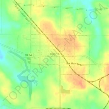 Dugger topographic map, elevation, terrain