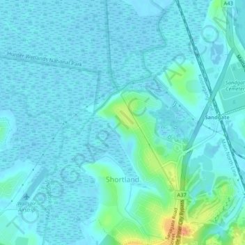 Shortland topographic map, elevation, terrain