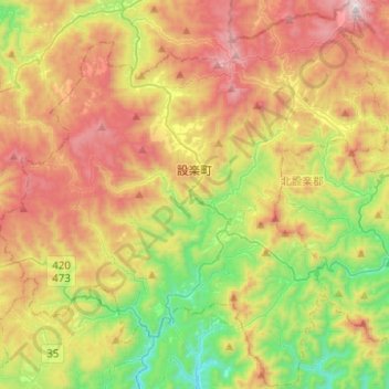 設樂町 topographic map, elevation, terrain