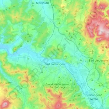 Bad Salzungen topographic map, elevation, terrain