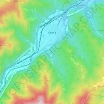 Сколе topographic map, elevation, terrain