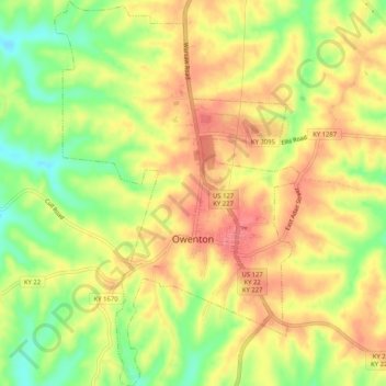 Owenton topographic map, elevation, terrain