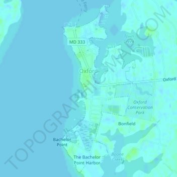 Oxford topographic map, elevation, terrain
