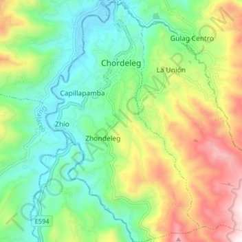 Chordeleg topographic map, elevation, terrain