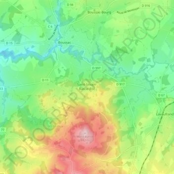 Saint-Silvain-Bas-le-Roc topographic map, elevation, terrain