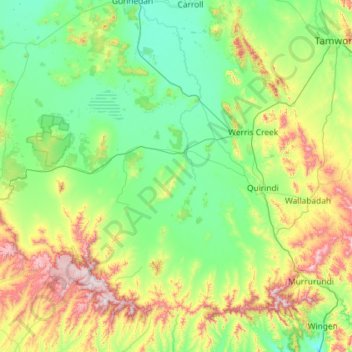 Liverpool Plains Shire Council topographic map, elevation, terrain