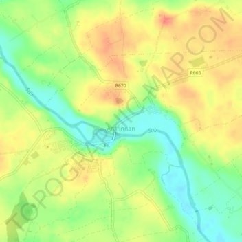 Ardfinnan topographic map, elevation, terrain