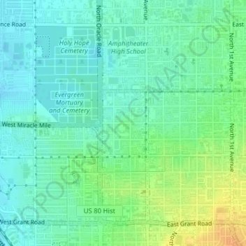 Coronado Heights topographic map, elevation, terrain