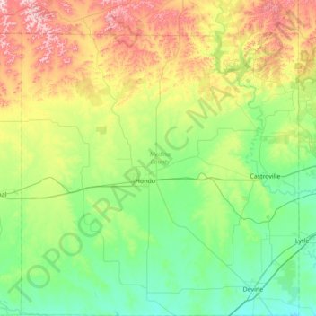 Medina County topographic map, elevation, terrain