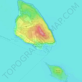 Mackinac Island topographic map, elevation, terrain