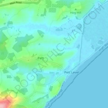 Pett topographic map, elevation, terrain