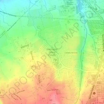 Metrogate Silang Estates topographic map, elevation, terrain
