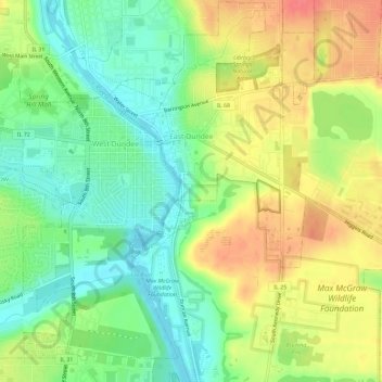 East Dundee topographic map, elevation, terrain