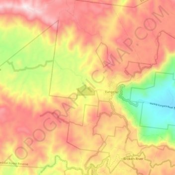 Eungella topographic map, elevation, terrain