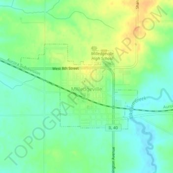 Milledgeville topographic map, elevation, terrain