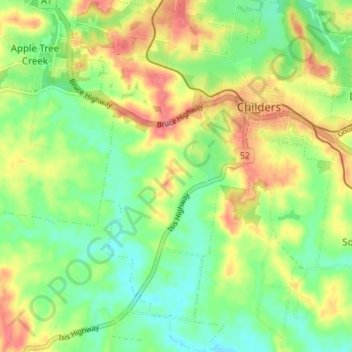 Childers topographic map, elevation, terrain