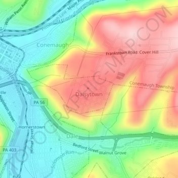 Daisytown topographic map, elevation, terrain