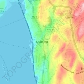 Village of Ossining topographic map, elevation, terrain