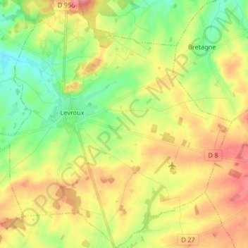 Levroux topographic map, elevation, terrain