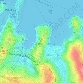 Darling Point topographic map, elevation, terrain