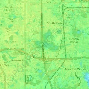 Southchase topographic map, elevation, terrain