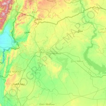 Aleppo Governorate topographic map, elevation, terrain