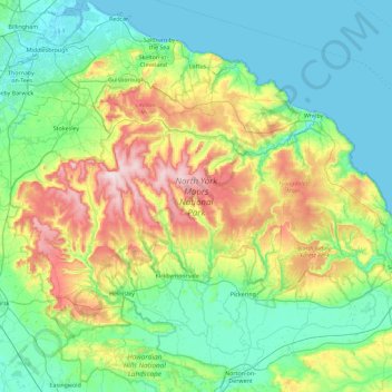 North York Moors National Park topographic map, elevation, terrain