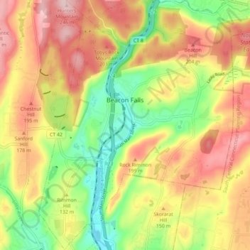 Beacon Falls topographic map, elevation, terrain