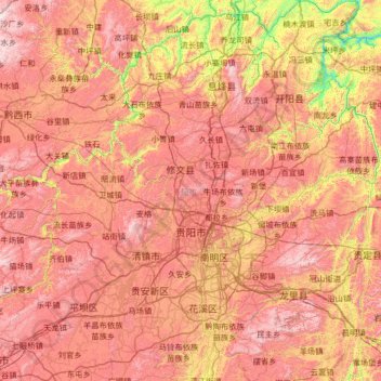 贵阳市 topographic map, elevation, terrain