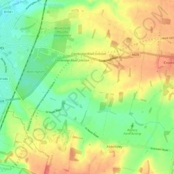 Abbotsley topographic map, elevation, terrain