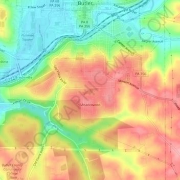 Meadowood topographic map, elevation, terrain