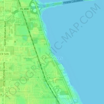 Palm Shores topographic map, elevation, terrain