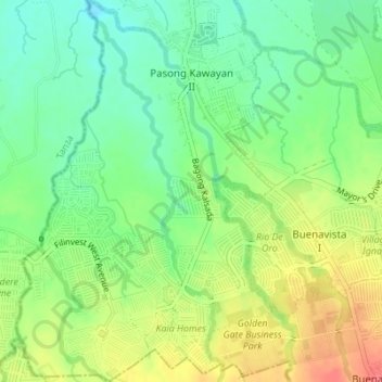 Pasong Kawayan II topographic map, elevation, terrain