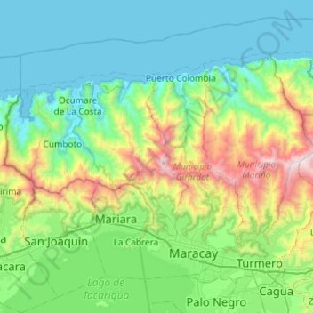 Parque Nacional Henri Pittier topographic map, elevation, terrain