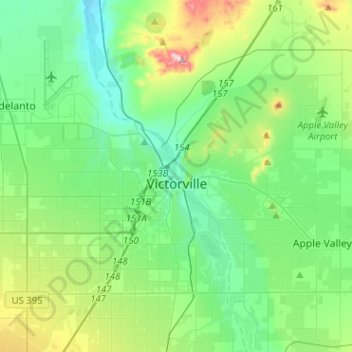 Victorville topographic map, elevation, terrain