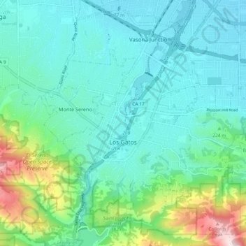 Los Gatos topographic map, elevation, terrain