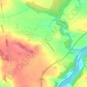 Welburn topographic map, elevation, terrain