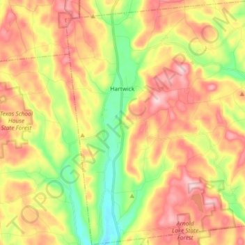 Town of Hartwick topographic map, elevation, terrain