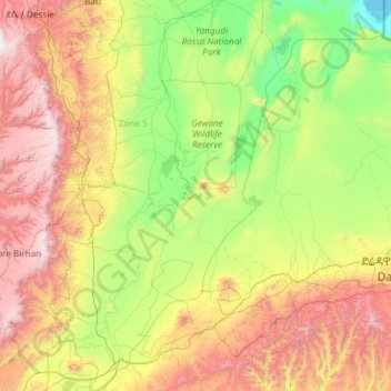 Zone 3 topographic map, elevation, terrain